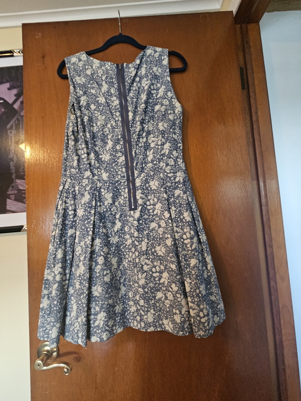 GAP Blue and White Floral Sleeveless Fit-and-Flare